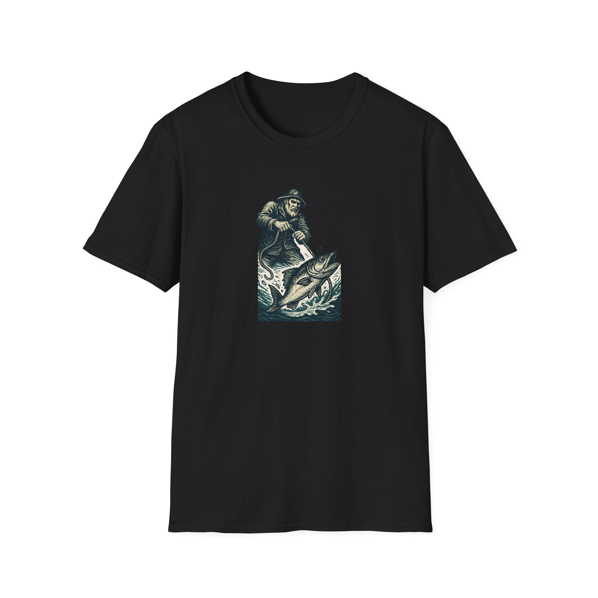 Fisherman Reeling Giant Fish T-Shirt